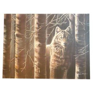Marler McGinnis Moonshadow Wolf Art Print Signed Numbered 32x25 Lithograph 1992